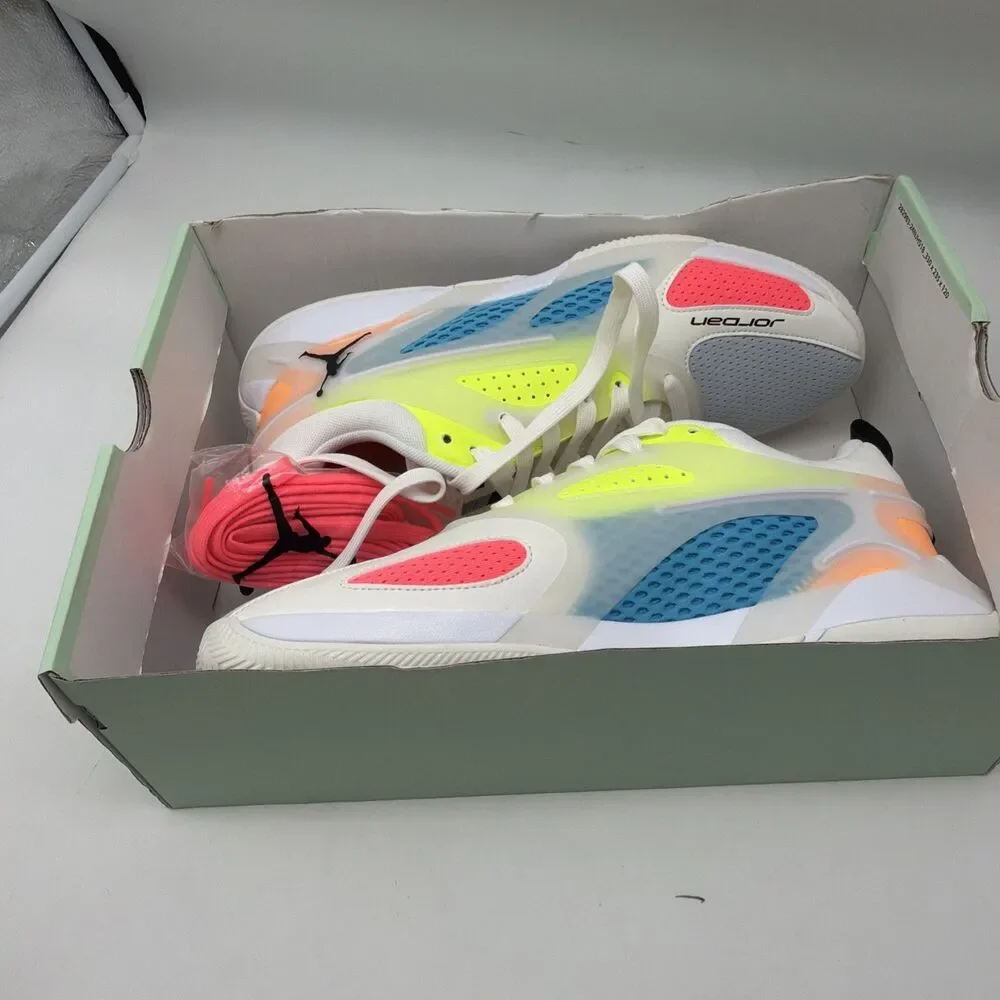 Nike Air Jordan Heir Basketball Shoes Size 9.5 White Volt Blue Black FQ3858 100